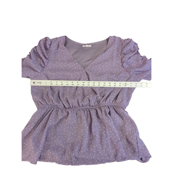 Maurices Top Womens Lg Purple Polka Dot Peplum Top Y2K - Picture 4 of 8